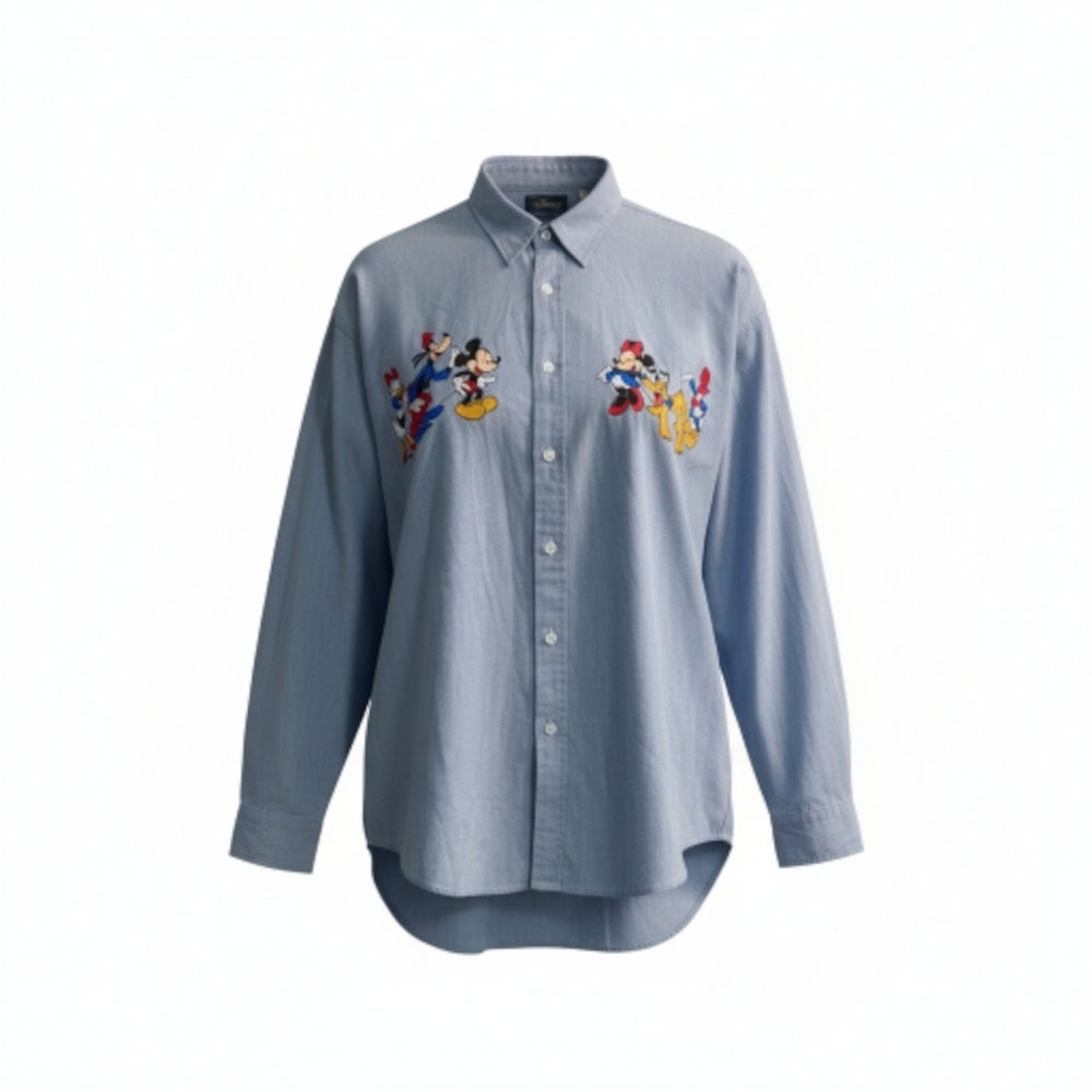VINTAGE Disney Denim? Shirt with Colorful Disney Character PTP 24”